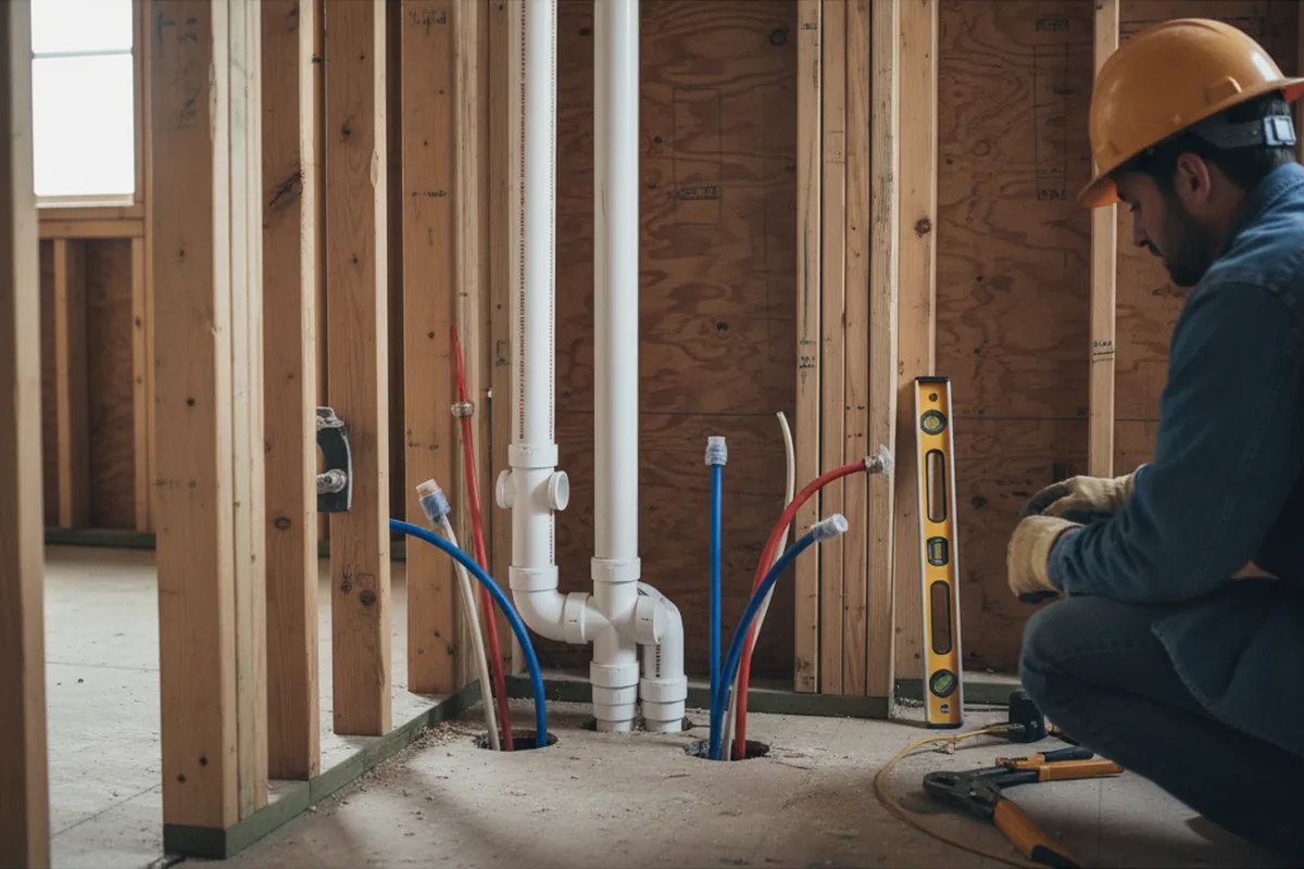 Drain and supply rough-in during Leak Detection in Frost